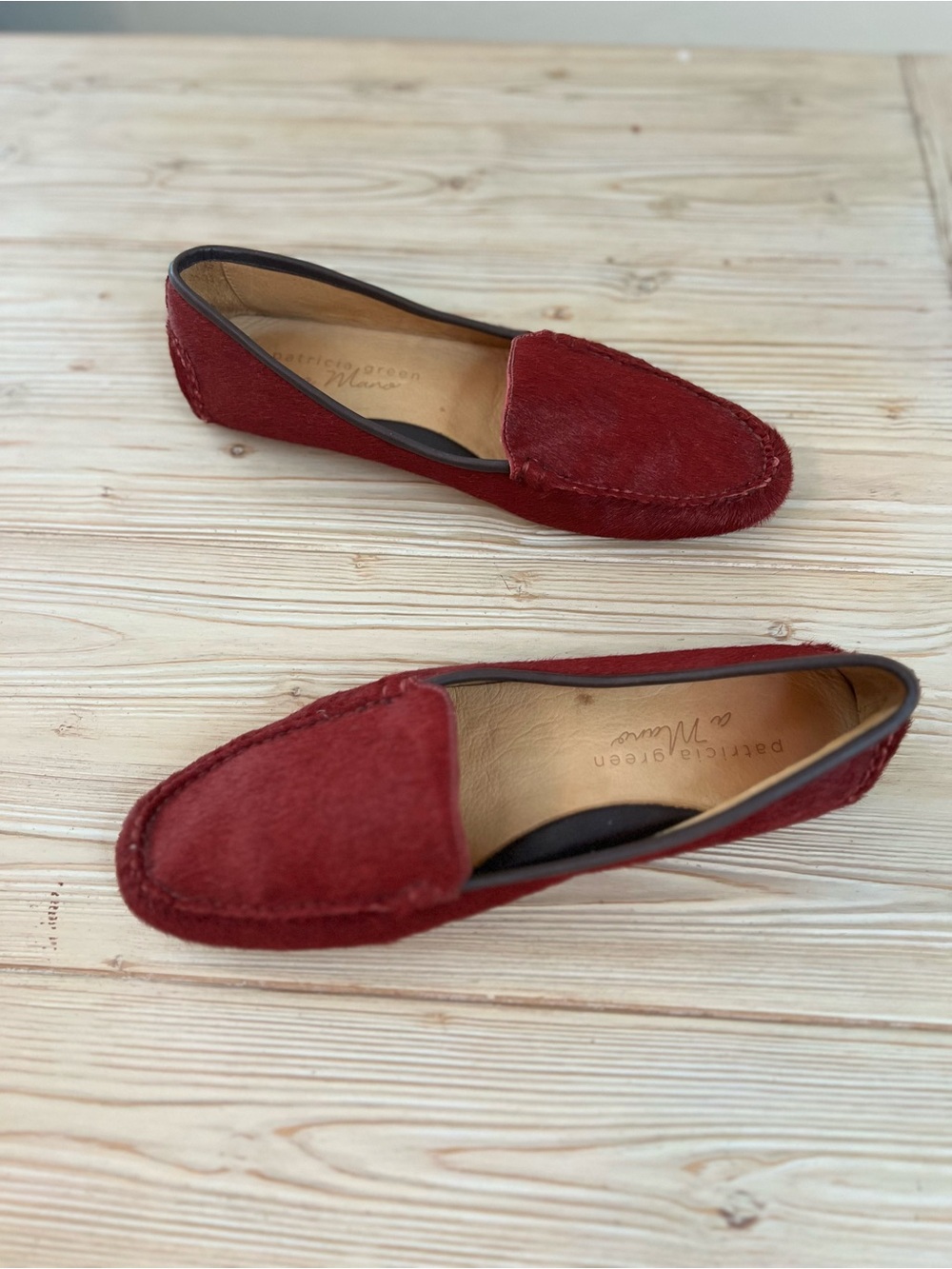 Patricia Green a Mano Jillian Burgundy Haircalf Driving Loafers Size 10